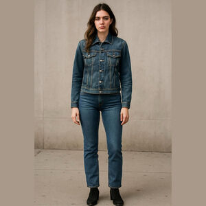 Vintage Unisex Lotus Blue Denim Jean Jacket Size L